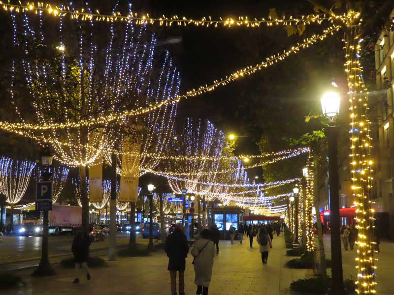 Christmas lights and holiday atmosphere on the Champs-Elysées in Paris