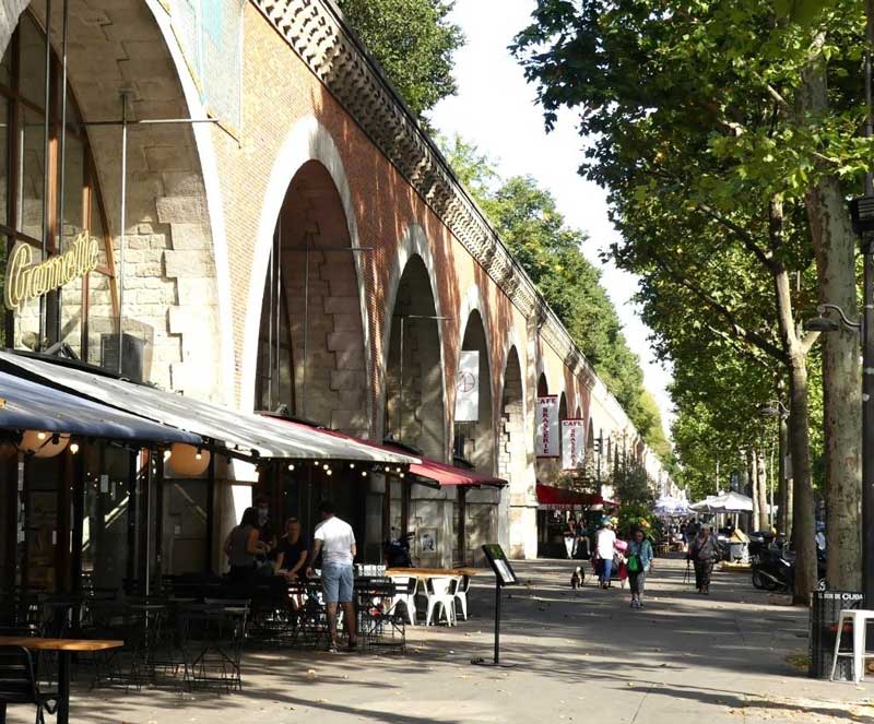 Art galleries under the viaduct at Coulée Verte René-Dumont Paris