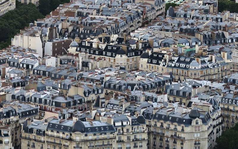 Zinc rooftops in Paris introduced during Haussmann’s 19th-century renovation