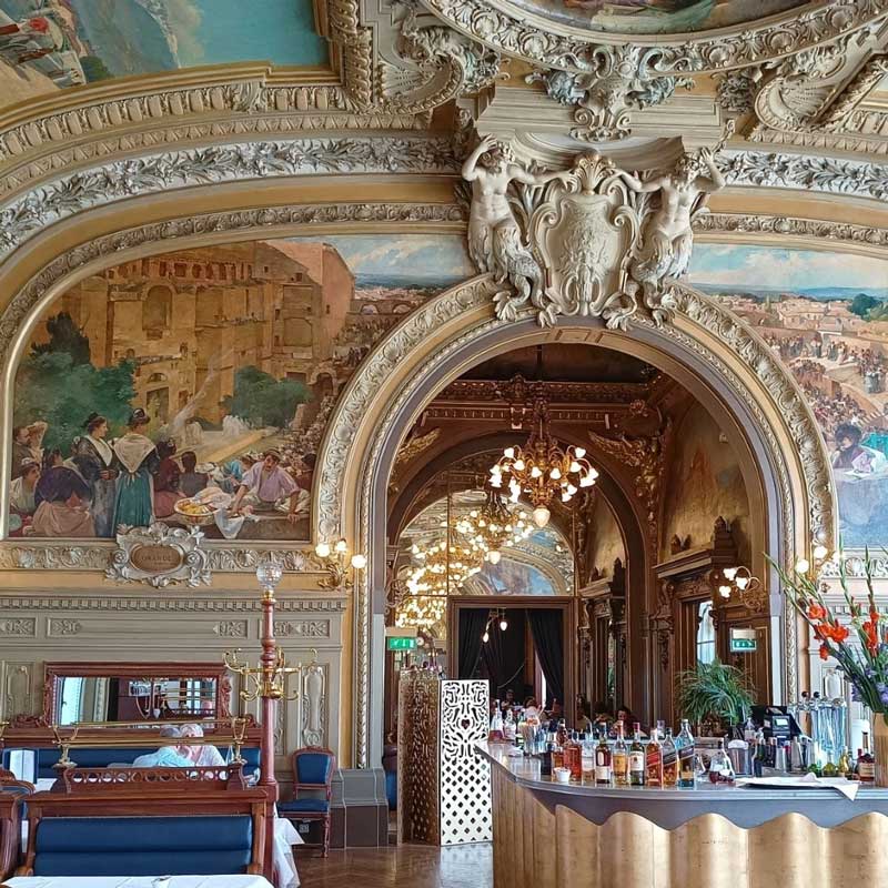 Interior of Le Train Bleu restaurant in Gare de Lyon Paris