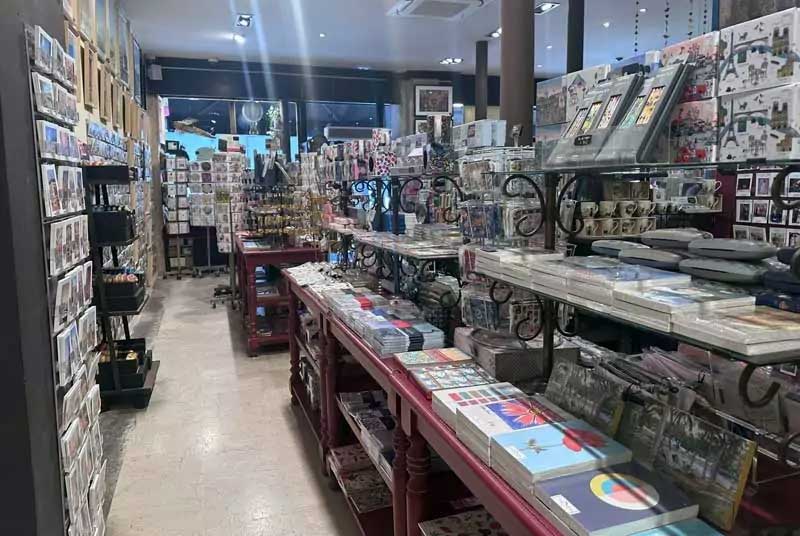 Brentano’s bookstore in Paris with books, notebooks and unique Paris souvenirs