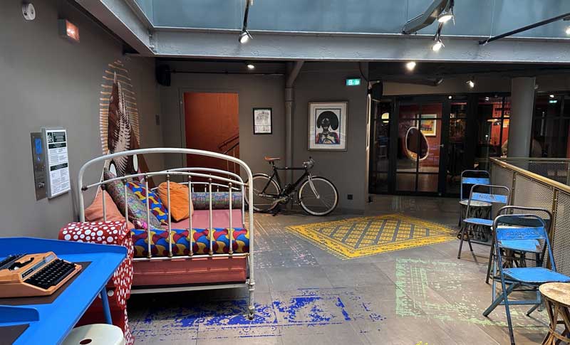Industrial-style lounge area at 25hours Hotel Terminus Nord in Paris